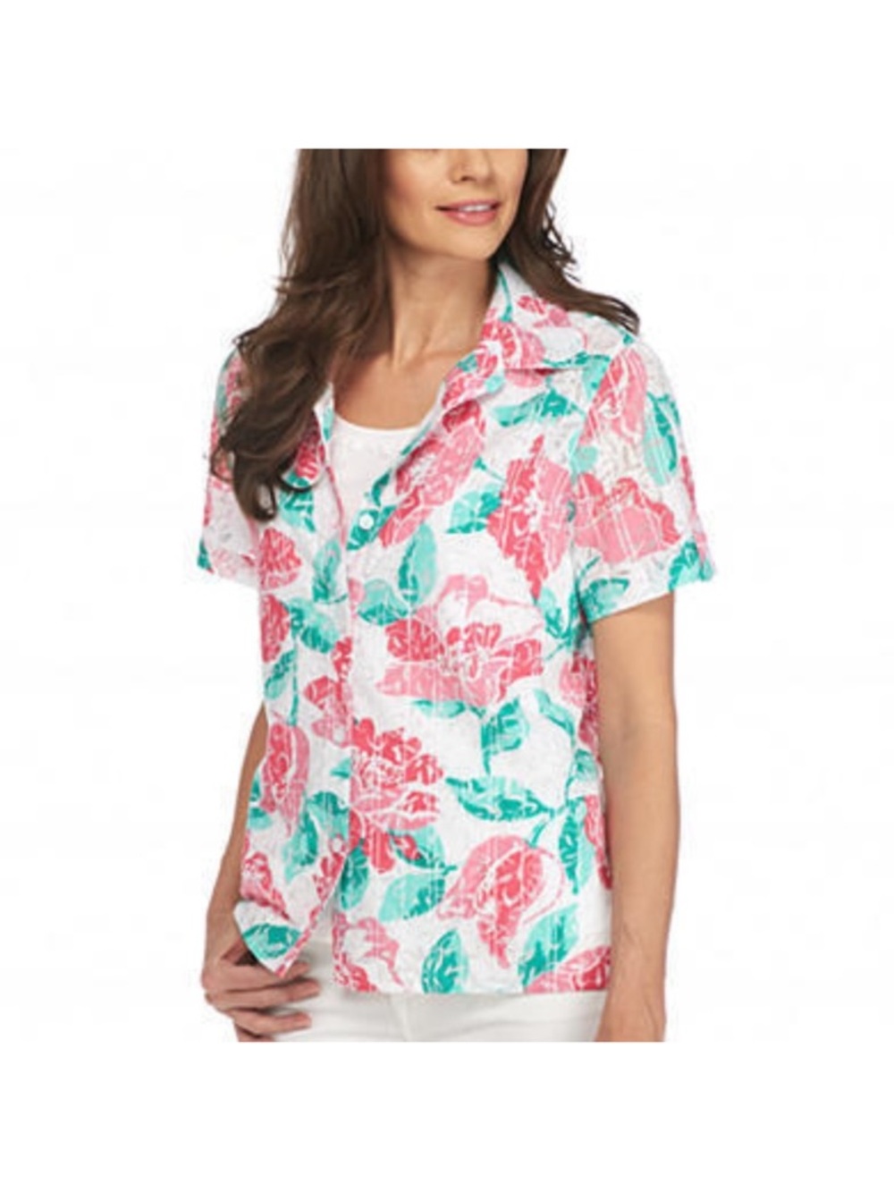 ALFRED DUNNER Acapulco Tropical 2 pc cami Button Down Top Women’s 20W NWT
